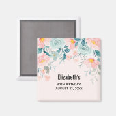 ピンクとグリーンのフローラ縁ど マグネット (正面/裏面)