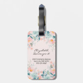 ピンクとグリーンのフローラ縁ど ラゲッジタグ (裏面縦)