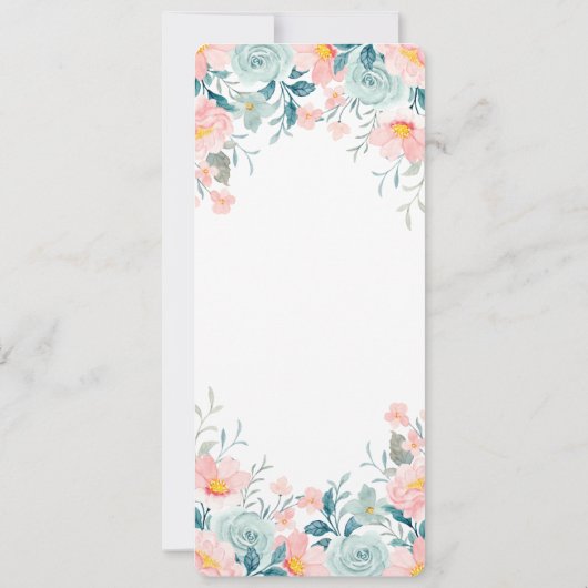 ピンクとグリーンのフローラ縁ど 招待状 (裏面)