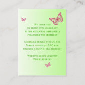 ピンクとグリーンのフローラ蝶エンクロージャカード エンクロージャーカード (裏面)