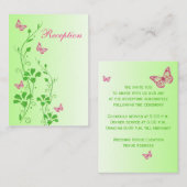 ピンクとグリーンのフローラ蝶エンクロージャカード エンクロージャーカード (正面/裏面)