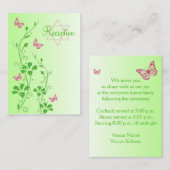 ピンクとグリーンのフローラ蝶エンクロージャカード エンクロージャーカード (正面/裏面)