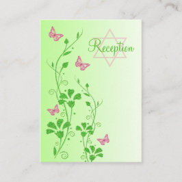ピンクとグリーンのフローラ蝶エンクロージャカード エンクロージャーカード