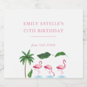 ピンクとグリーンのフローラ誕生日 スパークリングワインラベル (シングルラベル)