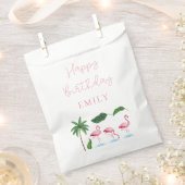 ピンクとグリーンのフローラ誕生日 フェイバーバッグ (クリップ留めされた状態)