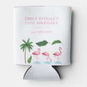 ピンクとグリーンのフローラ誕生日 缶クーラー (正面)