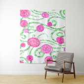 ピンクとグリーンのフローラ タペストリー (インサイチュ)