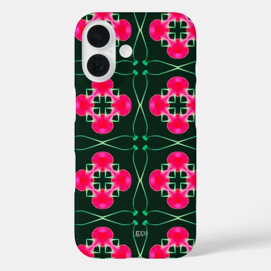 ピンクとグリーンのフローラiPhoneケース(名前あり) Case-Mate iPhoneケース (裏面)