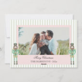 ピンクとグリーンのプレッピーなクリスマスのナッツクラッカーの写真2枚 シーズンカード (裏面)