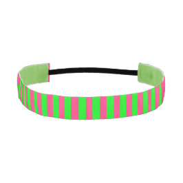 ピンクとグリーンのヘッドバストライプのンド アスレチックヘッドバンド