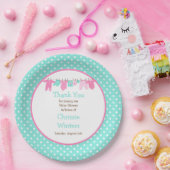 ピンクとグリーンのベビーライン赤ちゃんシャワー ペーパープレート (パーティー)