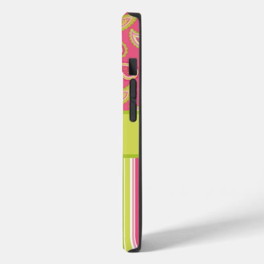 ピンクとグリーンのペイズリーストライプの電話ケース Case-Mate iPhoneケース (裏面 / 左)