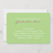 ピンクとグリーンのペイズリー卒業パーティー 招待状 (裏面)