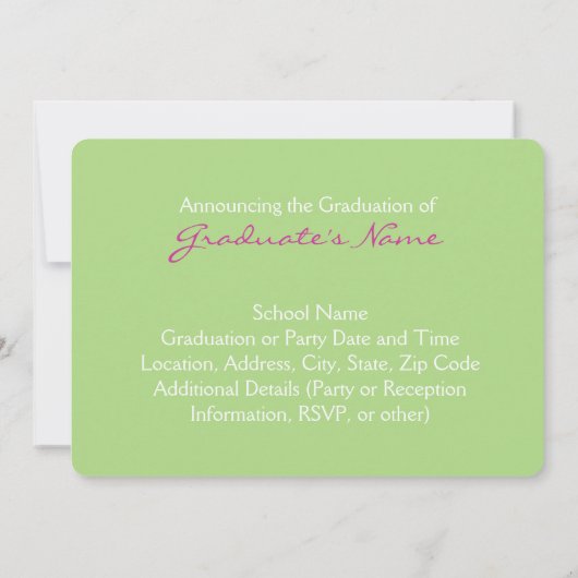 ピンクとグリーンのペイズリー卒業パーティー 招待状 (裏面)