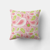 ピンクとグリーンのペイズリー装飾用クッション クッション (裏面)