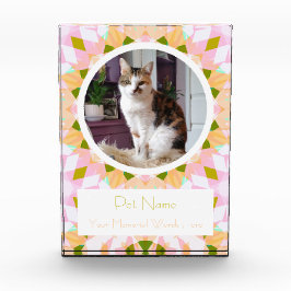 ピンクとグリーンのペット 猫 犬 メモリアル キープソー フォトブロック
