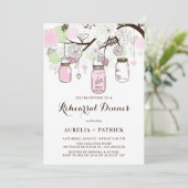 ピンクとグリーンのメイスンジャースリハーサルディナー 招待状 (スタンド正面)