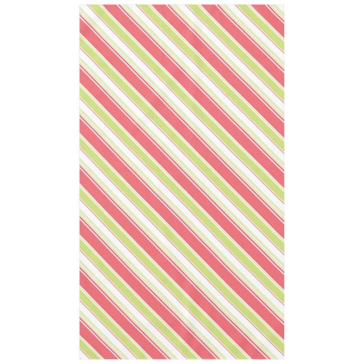 ピンクとグリーンのモダンストライプ テーブルクロス (正面)