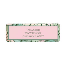 ピンクとグリーンのモダン差出人住所ラベル ラベル