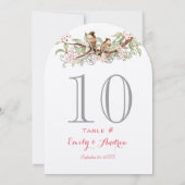 ピンクとグリーンのラブバードの結婚式テーブルナンバーカード 招待状 (裏面)