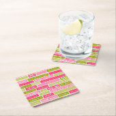 ピンクとグリーンのラブレター スクエアペーパーコースター (インサイチュ)