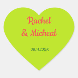 ピンクとグリーンのラベ結婚ル ハートシール