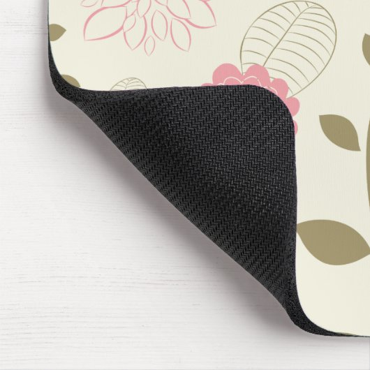 ピンクとグリーンのレトロフローラファッション マウスパッド (コーナー)