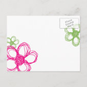 ピンクとグリーンのワイルドフラワー　結婚式のご案内 案内ポストカード (裏面)