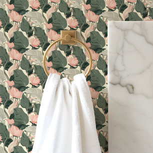 ピンクとグリーンのヴィンテージフローラ 壁紙