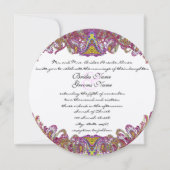 ピンクとグリーンのヴィンテージペイズリー結婚式招待状 招待状 (正面)