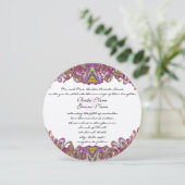 ピンクとグリーンのヴィンテージペイズリー結婚式招待状 招待状 (スタンド正面)