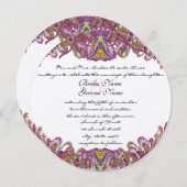 ピンクとグリーンのヴィンテージペイズリー結婚式招待状 招待状 (正面/裏面)