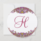 ピンクとグリーンのヴィンテージペイズリー結婚式招待状 招待状 (裏面)