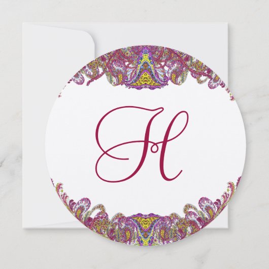 ピンクとグリーンのヴィンテージペイズリー結婚式招待状 招待状 (裏面)