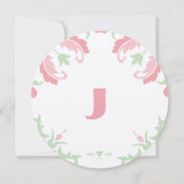 ピンクとグリーンのヴィンテージモダンダマスクの結婚式 招待状 (裏面)