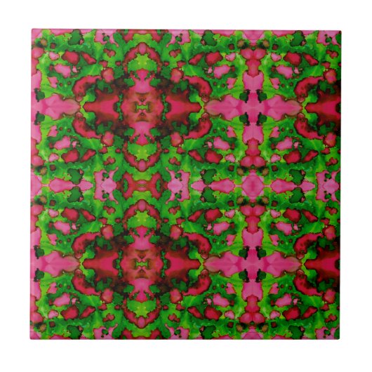ピンクとグリーンの勉強 タイル (正面)