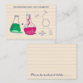 ピンクとグリーンの化学結婚の座席表 プレイスカード (正面/裏面)