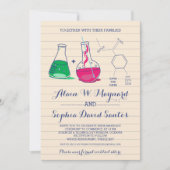 ピンクとグリーンの化学 結婚式招待状 招待状 (正面)