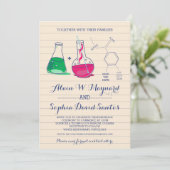 ピンクとグリーンの化学 結婚式招待状 招待状 (スタンド正面)