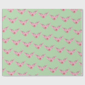 ピンクとグリーンの双子の開花 ラッピングペーパー (フラット)