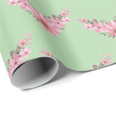 ピンクとグリーンの双子の開花 ラッピングペーパー (ロールコーナー)