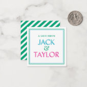 ピンクとグリーンの名門私立校風のパーソナライズされた兄弟姉妹 ノートカード (正面/裏面インサイチュ)