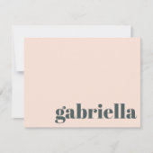 ピンクとグリーンの大胆なタイポグラフィー名前入りパーソナライズド ノートカード (正面)