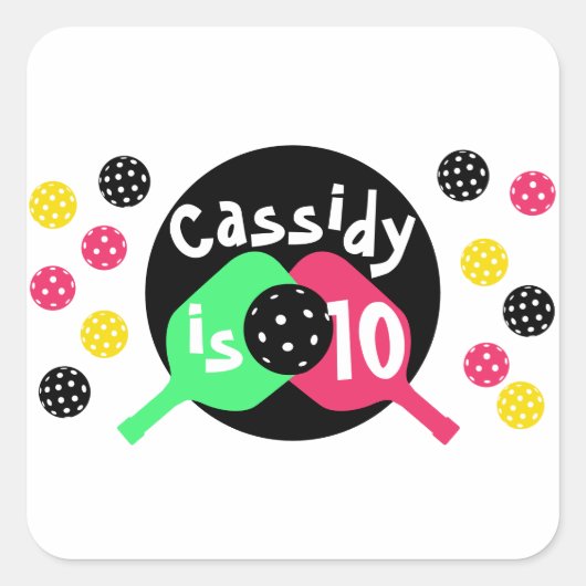 ピンクとグリーンの女の子 スクエアシール (正面)