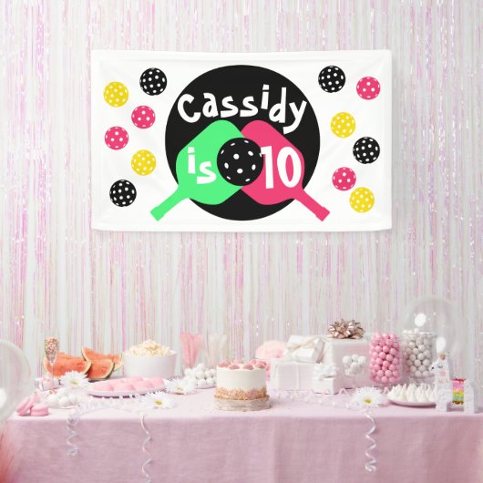 ピンクとグリーンの女の子 横断幕 (パーティー)