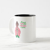 ピンクとグリーンの女王 ツートーンマグカップ (正面左)