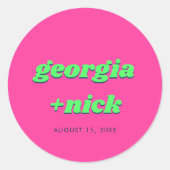 ピンクとグリーンの婚約パーティ結婚ズ ラウンドシール (正面)