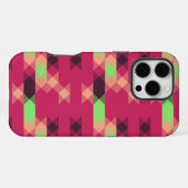 ピンクとグリーンの幾何学模様 iPhoneケース (裏面横)