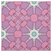 ピンクとグリーンの幾何学的な花柄 ファブリック (見本)
