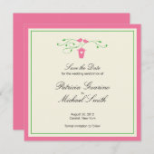 ピンクとグリーンの愛鳥 |日付の保存 セーブザデート (正面/裏面)